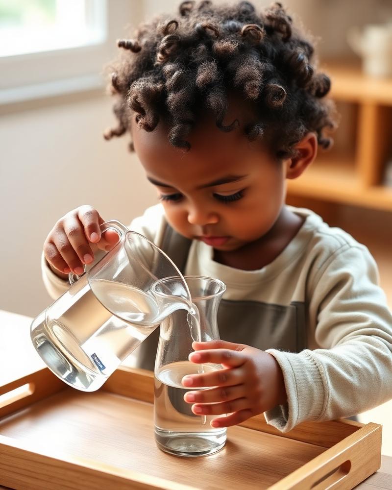 Toddler pouring water