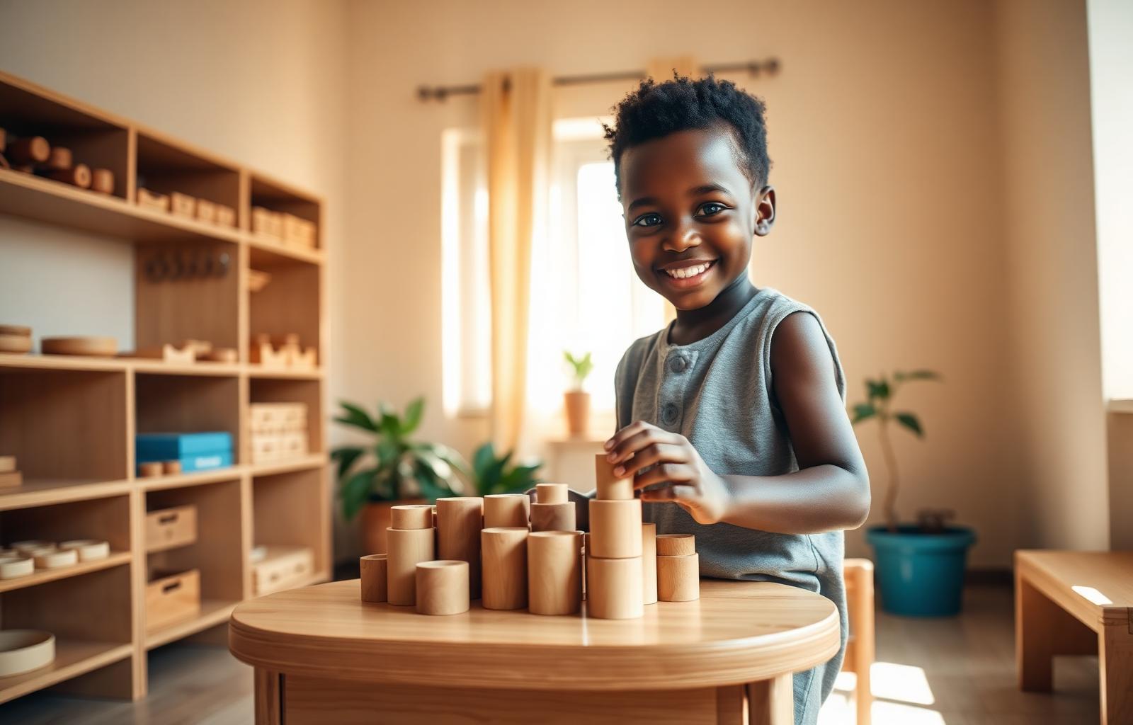Happy Nigerian Montessori child